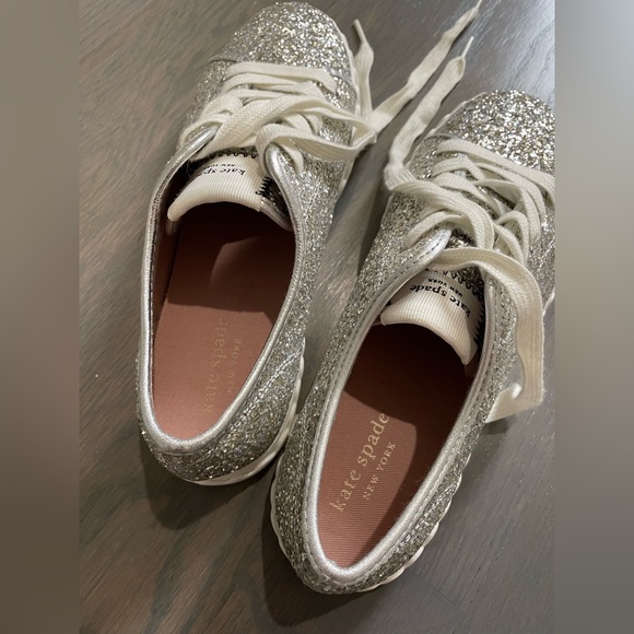 Kate Spade Silver Glitter Sneakers - Picture 2 of 4